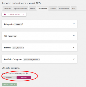 Come rimuovere il prefisso delle categorie e dalle custom taxonomy