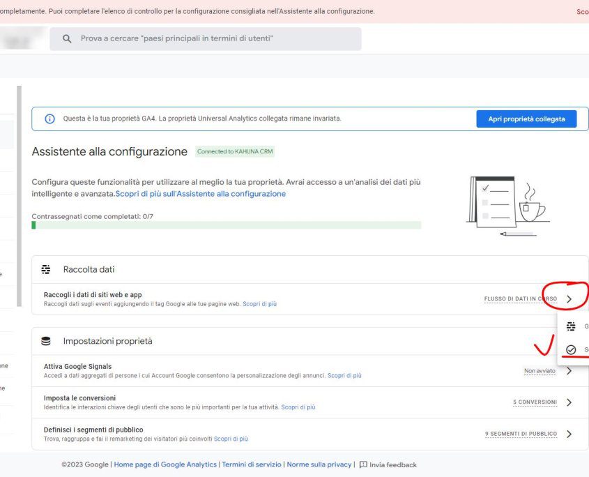 Come Rimuovere Le Notifiche Di Ga4: La Configurazione Di Questa Proprietà Non è Completa