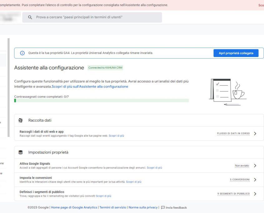 Come Rimuovere Le Notifiche Di Ga4: La Configurazione Di Questa Proprietà Non è Completa