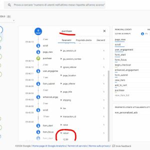 Valore di acquisto popolato su parametro aggiuntivo