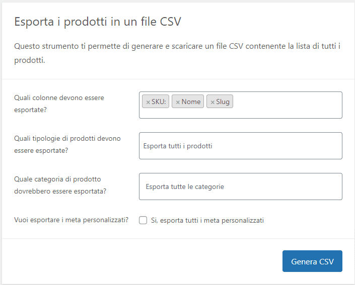 Woocommerce: Come Esportare Gli Slug Dei Prodotti